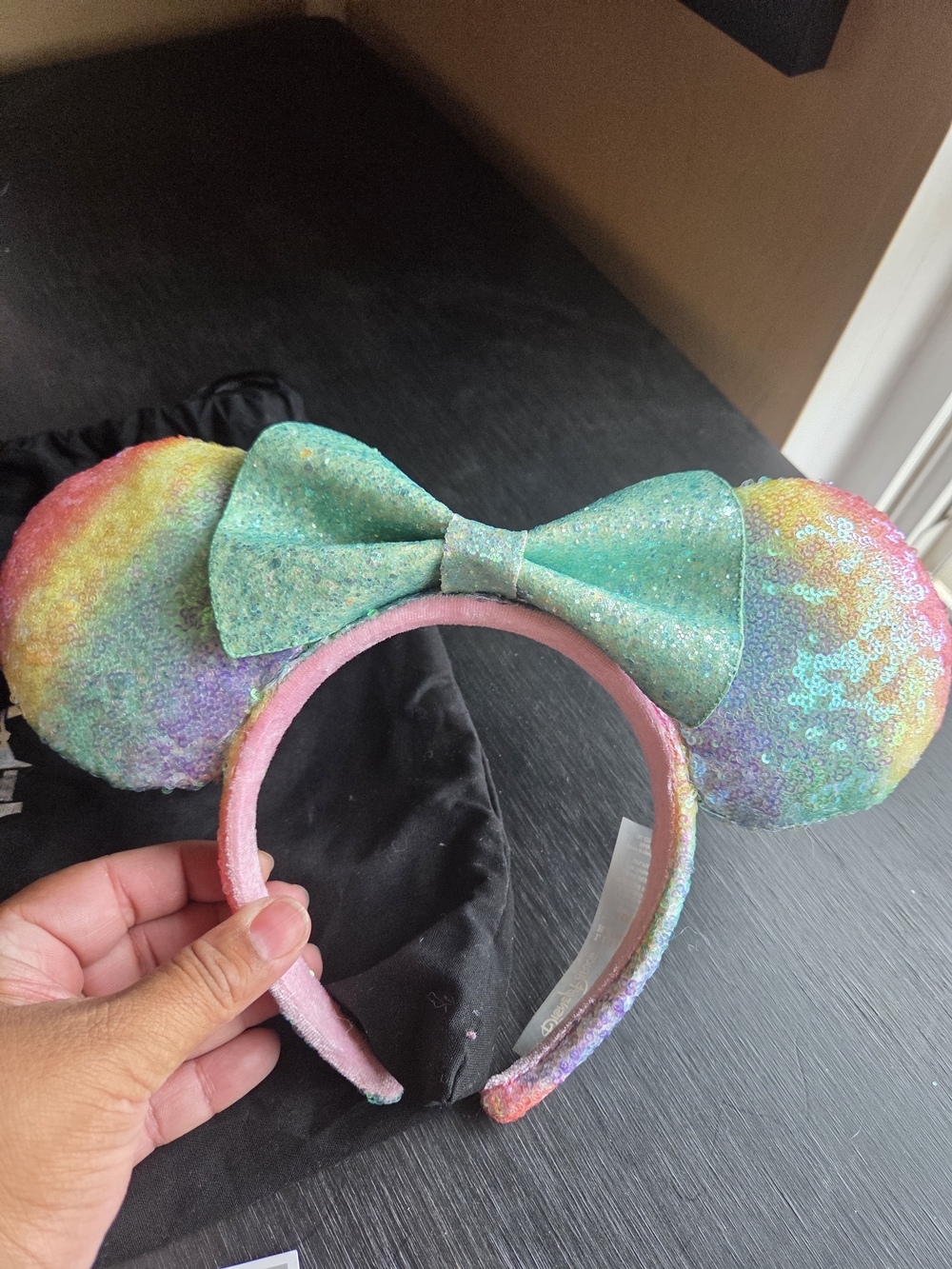 Disney Designer Lily Aldridge Rainbow Sequin Minnie Mouse  Headband